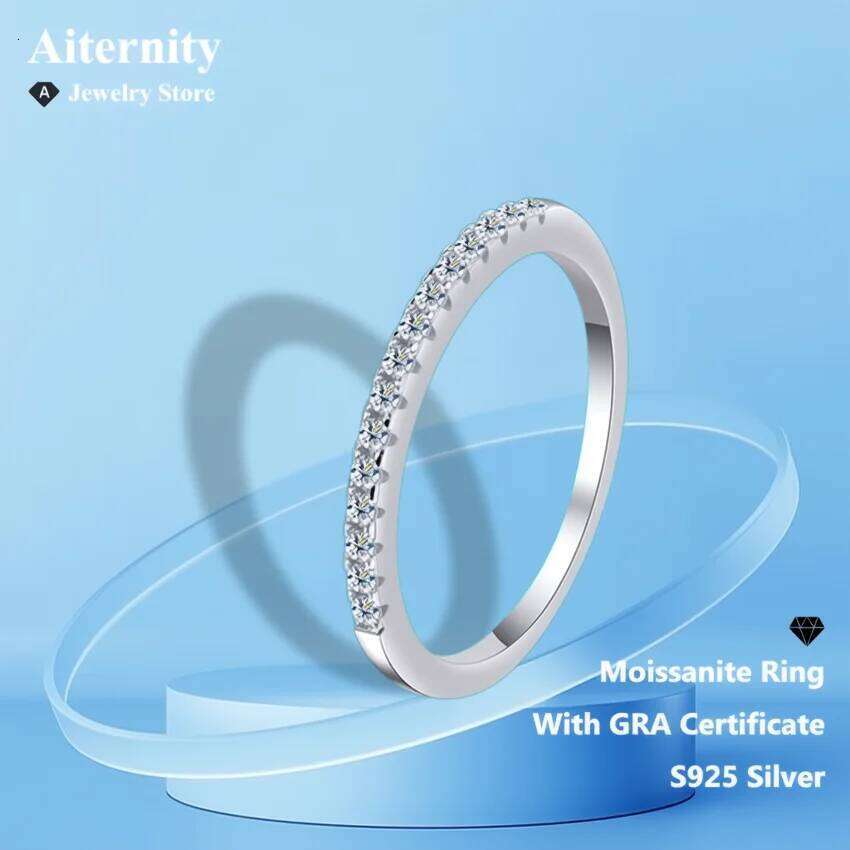 D VVS1 Moissanite Ring 925 Sterling Sliver With GRA Certificate Eternity Band Wedding Engagement Rings For Women And Men H260312