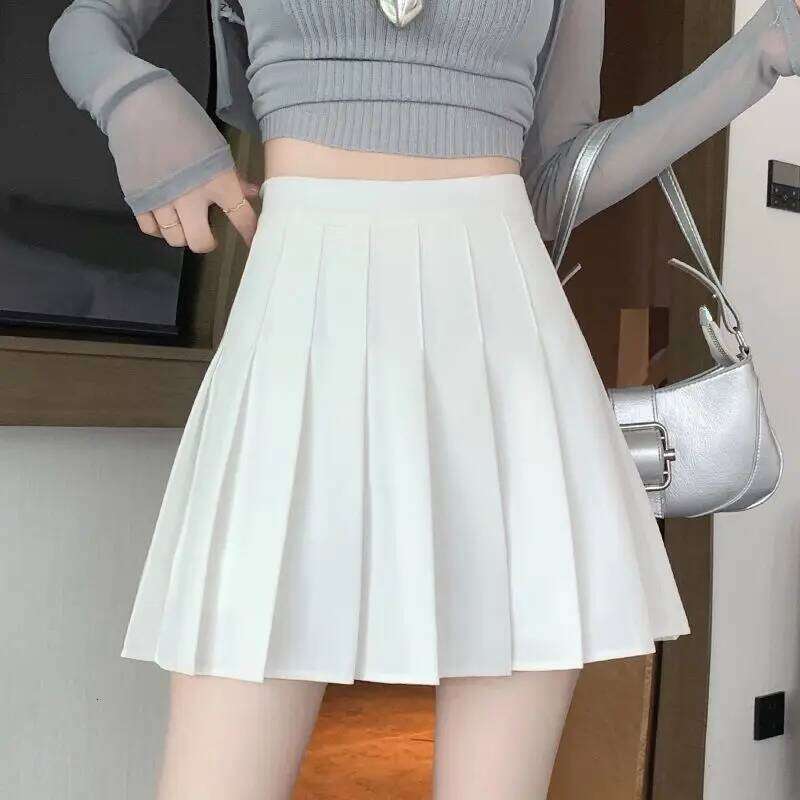 Autumn and winter new pleated women's half Korean high waist slim mini Preppy style side zipper A-line skirt Z260314