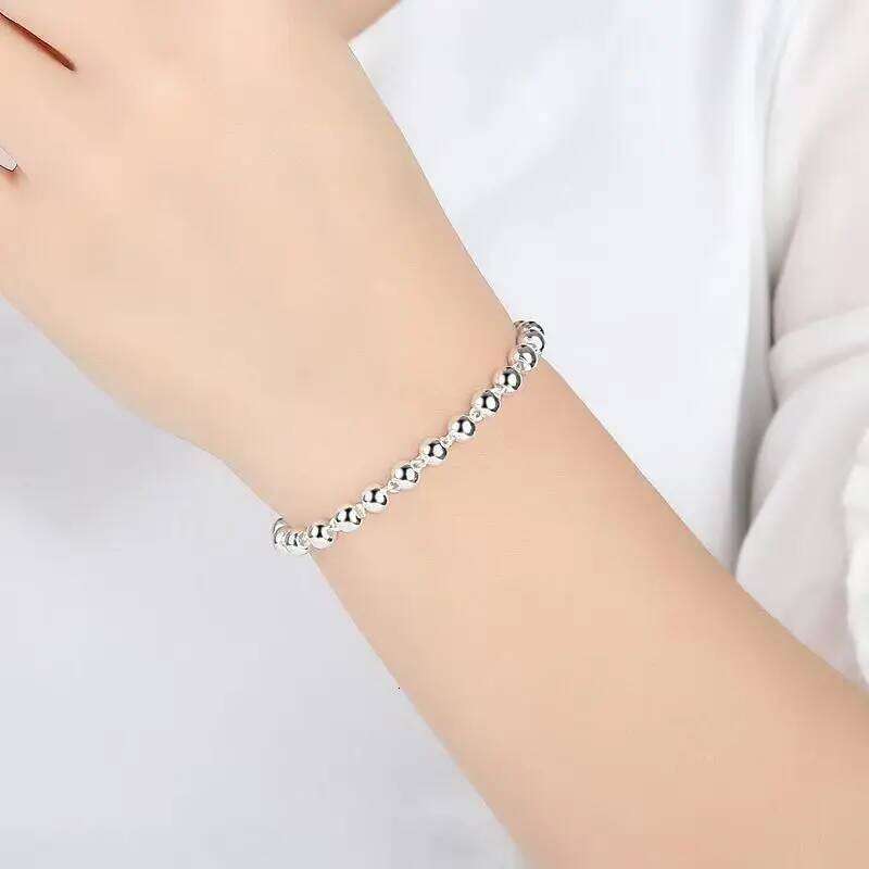 Vintage 925 Sterling Silver Beads Bracelets For Women Simjple Adjustable Ball Bracelet Party Wedding Charms Jewelry Z260313