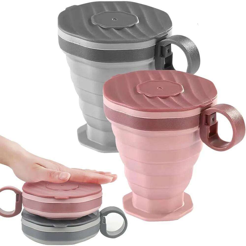 Plastic Folding Reusable Silicone Coffee Cup, Portable Cup Set, Suitable for Camping and Hiking Easy To Clean Z260314