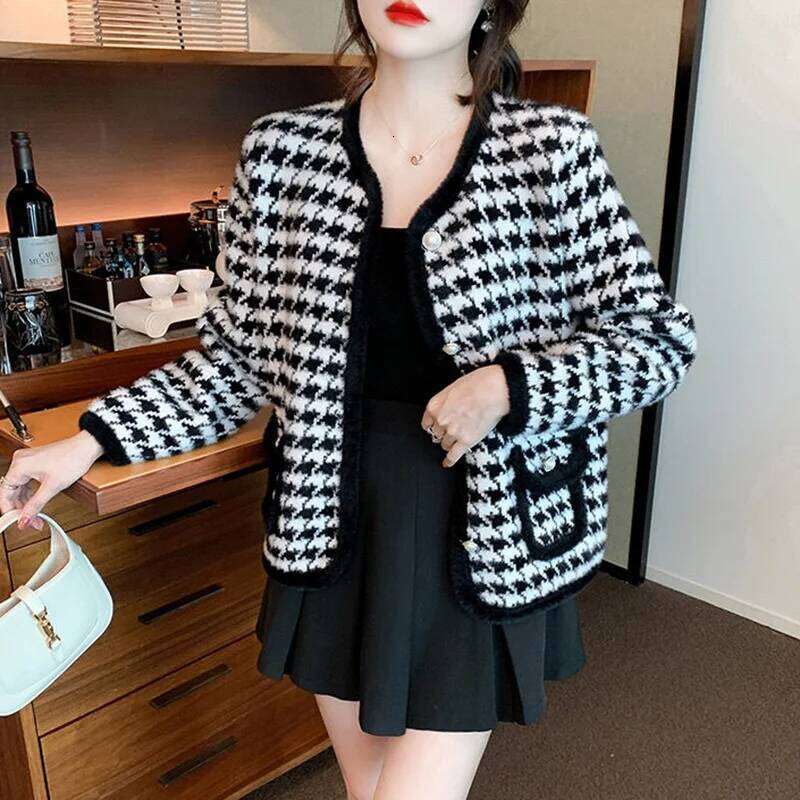 Smvp 2024 Autumn Winter New Vintage Knitted Cardigans Women Fashion O Neck Long Sleeve Single-breasted Small Fragrant Lady Z260313