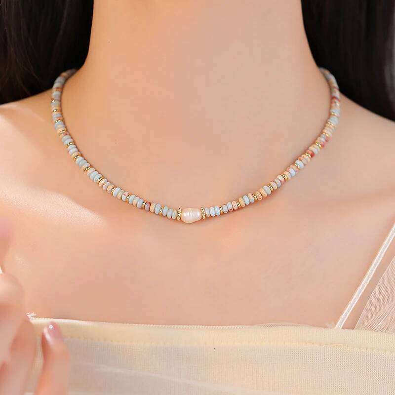 Pure Handmade Woven Natural Stone Beadeds Chain Pearl Pendant Necklace Luxurious Accessories For Women's Necks Fashion Jewelry H260312