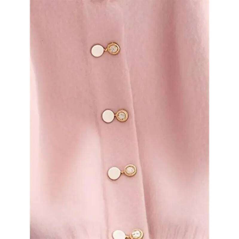 New Autumn Winter Cardigan Women Fashion Casual Pink Round Neck Loose Thick Warm Knitwear Ladies Sweater Female Top Z260313