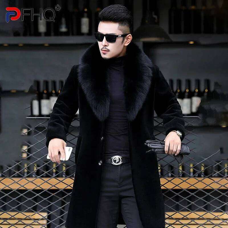 PFHQ Leisure Warm Original Faux Fur Coat Tide Autumn Men's Darkwear Streetwear Single Breasted Outdoor Chic Windbreakers 21Z1490 Z260313