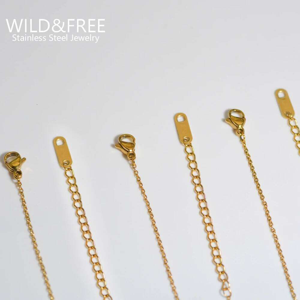 WILD & FREE Boho Gold Plated Stainless Steel Necklaces For Women Geometric Multi Pendants Short Choker Trendy Jewelry H260312