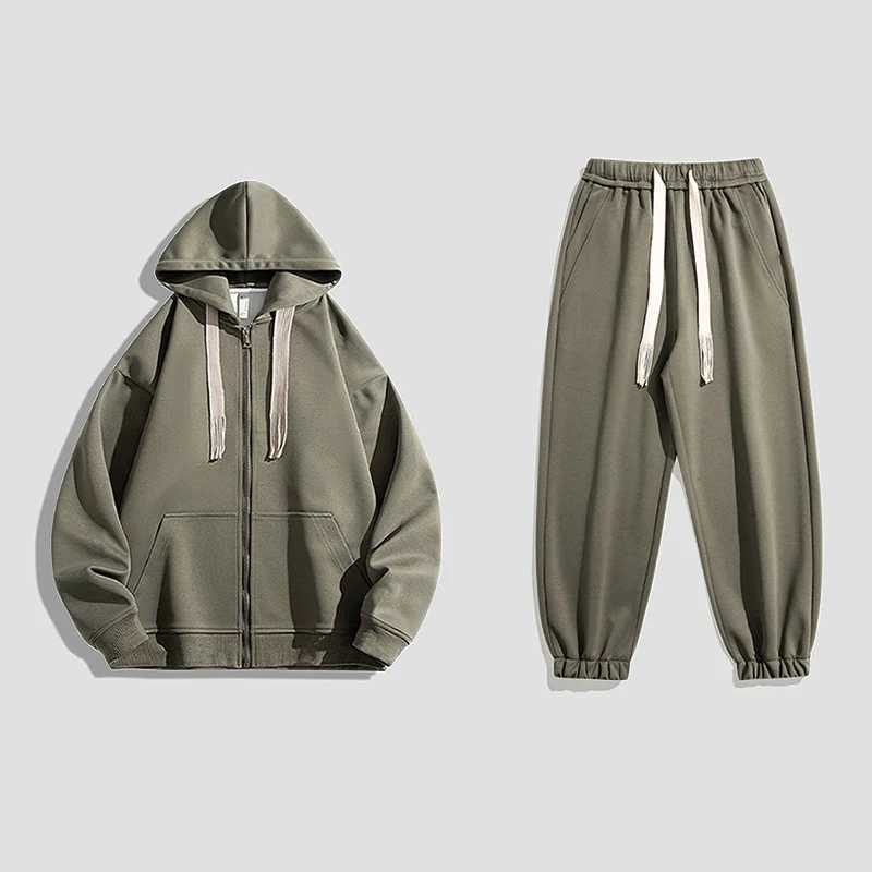 Couple Two Piece Set Running Fitness Casual Sport Men Women Solid Color Suit Hooded Zipper Jacket Pant Fashions Casual Sport Set M260313