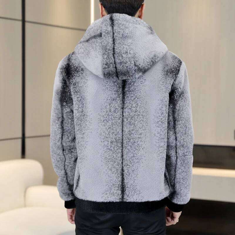 Autumn Winter Hooded Men Fashion Social Faux Mink Fur Casual Business Jacket Thick Warm Outdoor Windproof Coat Z260313