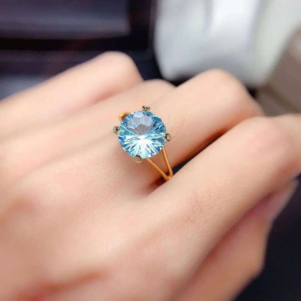 Single 14k gold laboratory aquamarine ring H260312
