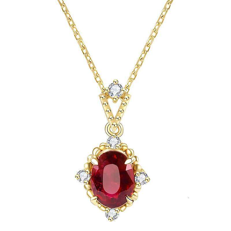 ANENJERY Blue Red Zircon Pendant Necklace For Women Clavicle chain Wedding Lady Jewelry Gifts Wholesale H260312