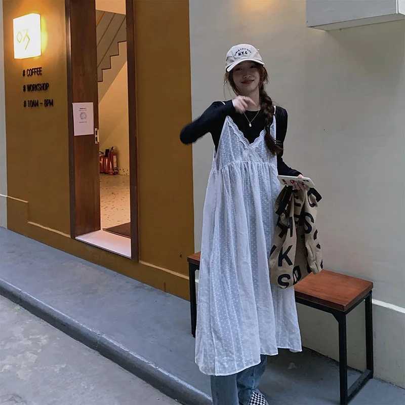 Sweet Forest Sle Lace Strap Dr V-ne Mid-length Skirt Single Piece S Summer 202 No-sve Womens Faion DrT260314