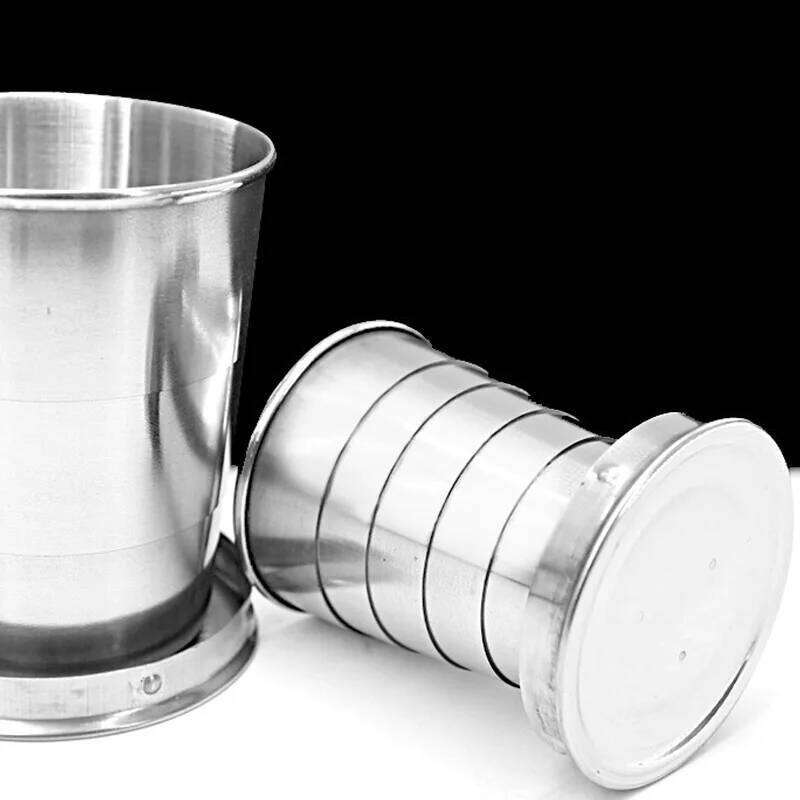 Stainless Steel Collapsible Camping Retractable Telescopic Travel Toiletry Creative Compression Cup Mini Handy oldingCup Z260313