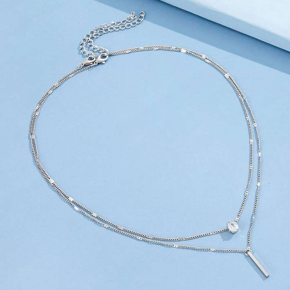 FTCY Double Layered Water Drop Pendant Necklace for Women Gold Color Simple Neck Chain Female Vintage Jewelry Gifts H260312