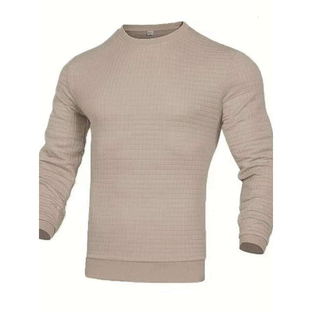 Men's coat fashion small Waffle youth round neck jacquard check hoodie 26Y0313