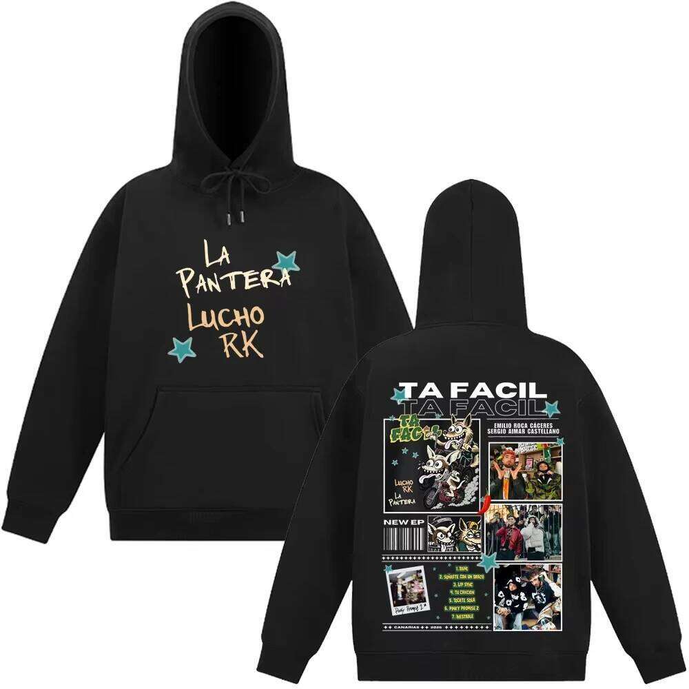 Rapper La Panter Lucho Rk Ta Facil Album 2025 Tour Fashion Print Hoodie Men Women Harajuku Hip-hop Oversized Tracksuit Fan Gifts Z260314
