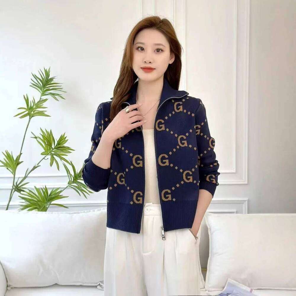 High End Chic Design Zipper Jacket Women Jacquard Long Sleeve Knitted Sweater Coat Female Fashion Short Cardigans Z260313