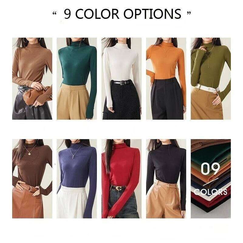 Yuyue Casual Style Acetic Wool Warm Sweater Women's Plush Base Shirt Spring Semi-turtleneck Knitted Top Z260313