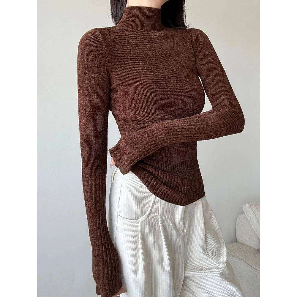Slim Turtleneck Knit Sweater Women Fall Winter Long Sleeve Vintage Bottoming Pullovers Female Elegant Casual Harajuku Jumpers Z260313