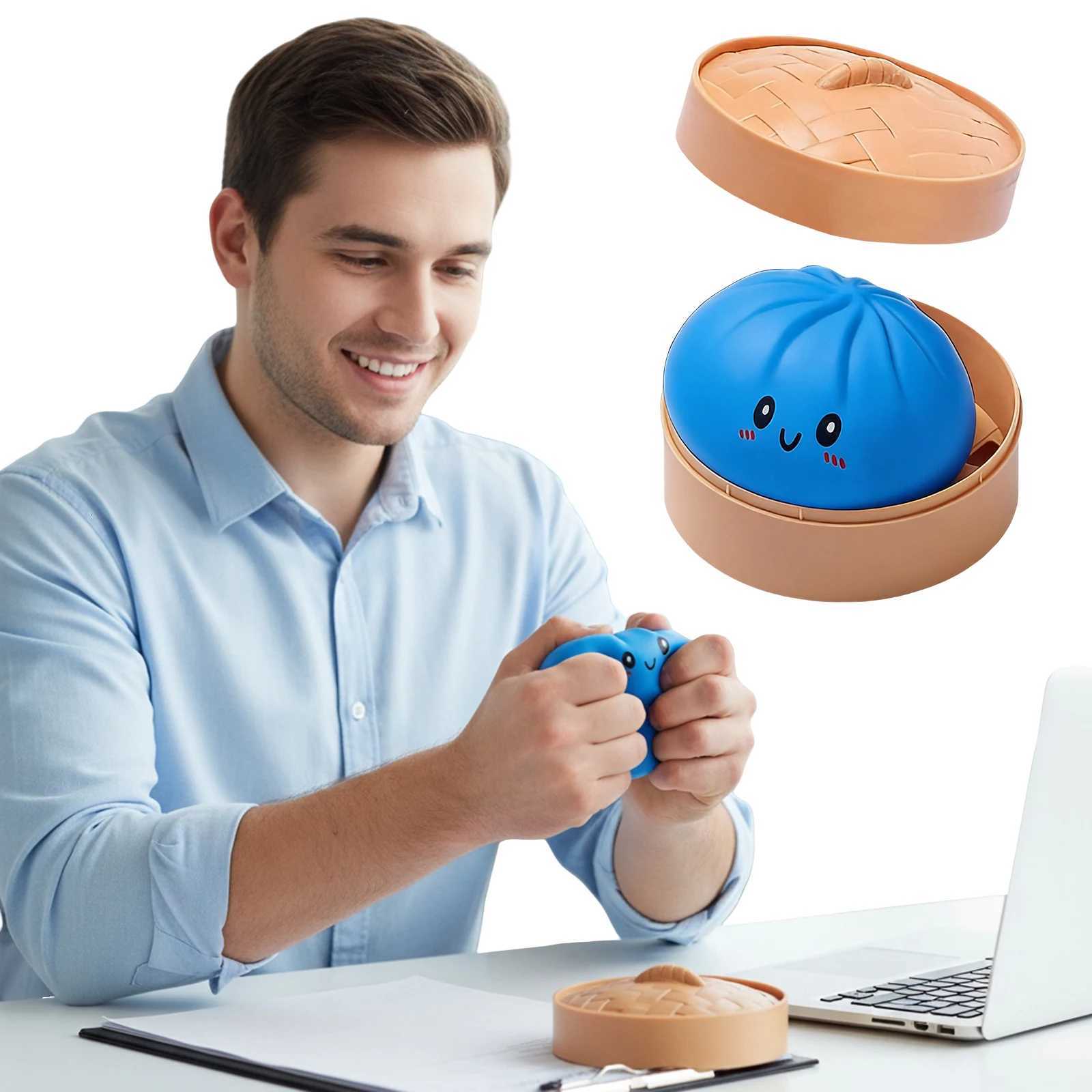 Dumpling Fidget Toy Stress Balls Squeeze Dough Ball Bun with Food Steamer Stretchy Desk Toys Party Favors Gifts for Kids Adult H260313