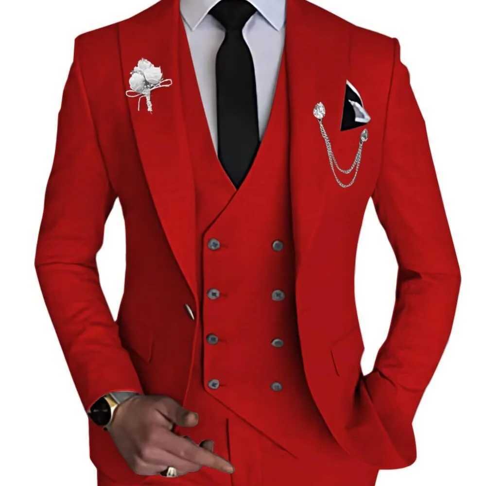 CHIc Blue Mens Terno Set wiTH 3-Piece JaCKet Pants VEST Notch Lapel Slim Fit Blazer for Formal Occasions M260313