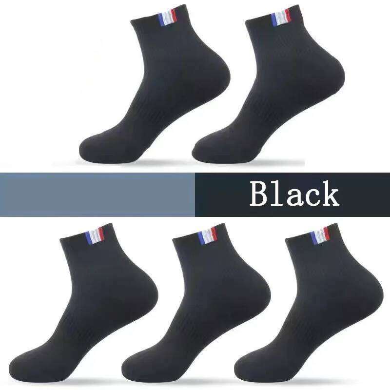 5 Pairs Men's Spring Summer Autumn Winter Socks Men Wicking Sweat Breathable Thickened Mid-tube Solid Four Seasons Sports Sock Z260313