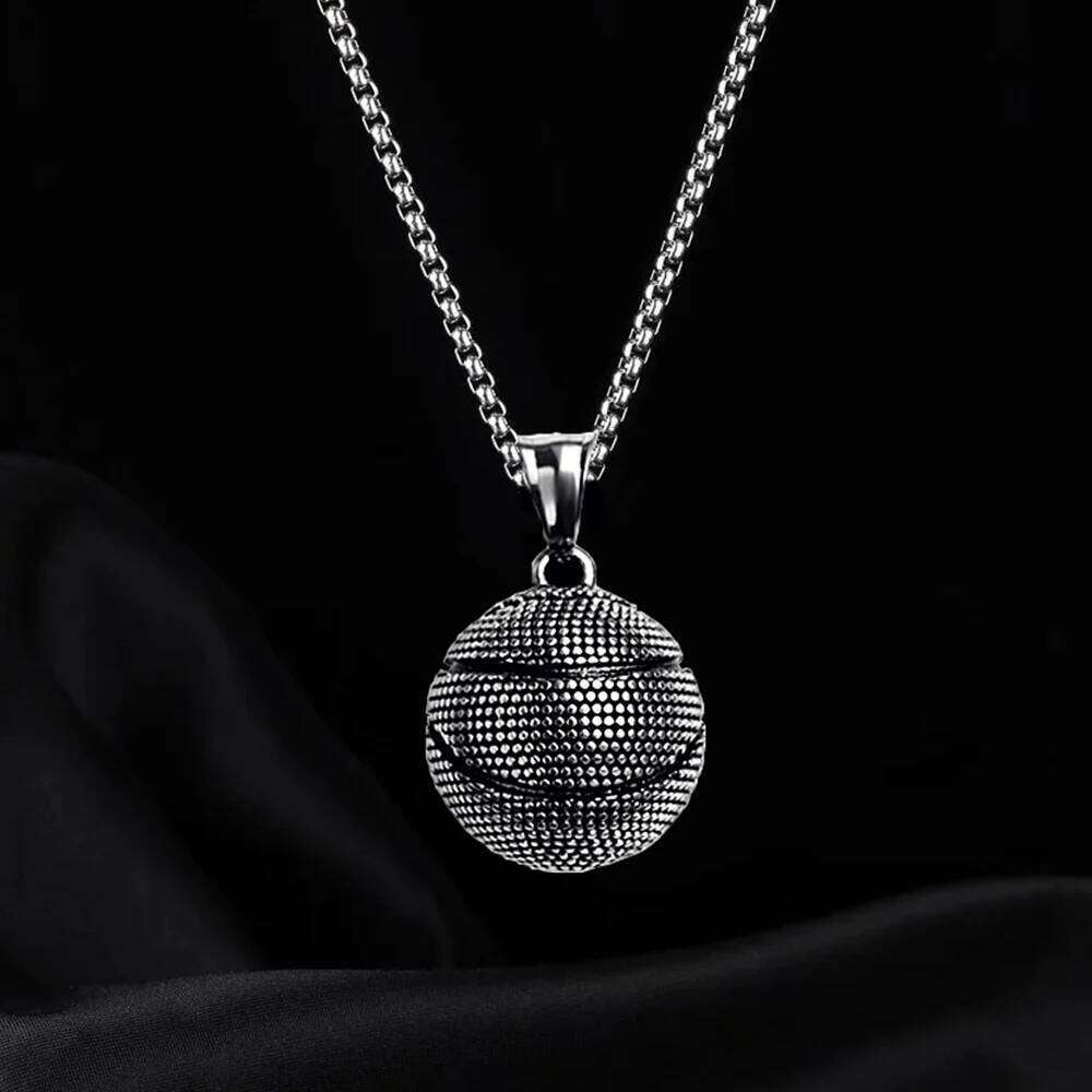 Basketball Pendant Men's Necklace New Sports Style Stainless Steel Chain Fashion Hip Hop Neck Accessories Party Jewelry Gifts H260312