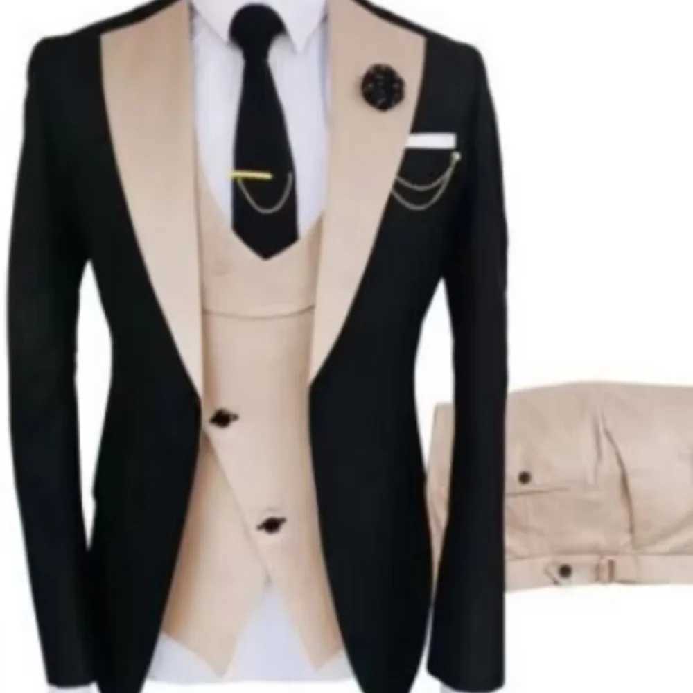 3 Pieces Slim Fit Mens Tuxedo Suits Formal Business Groom Costume for Wedding Party Prom - Jacket Pant Vest Set a05 M260313