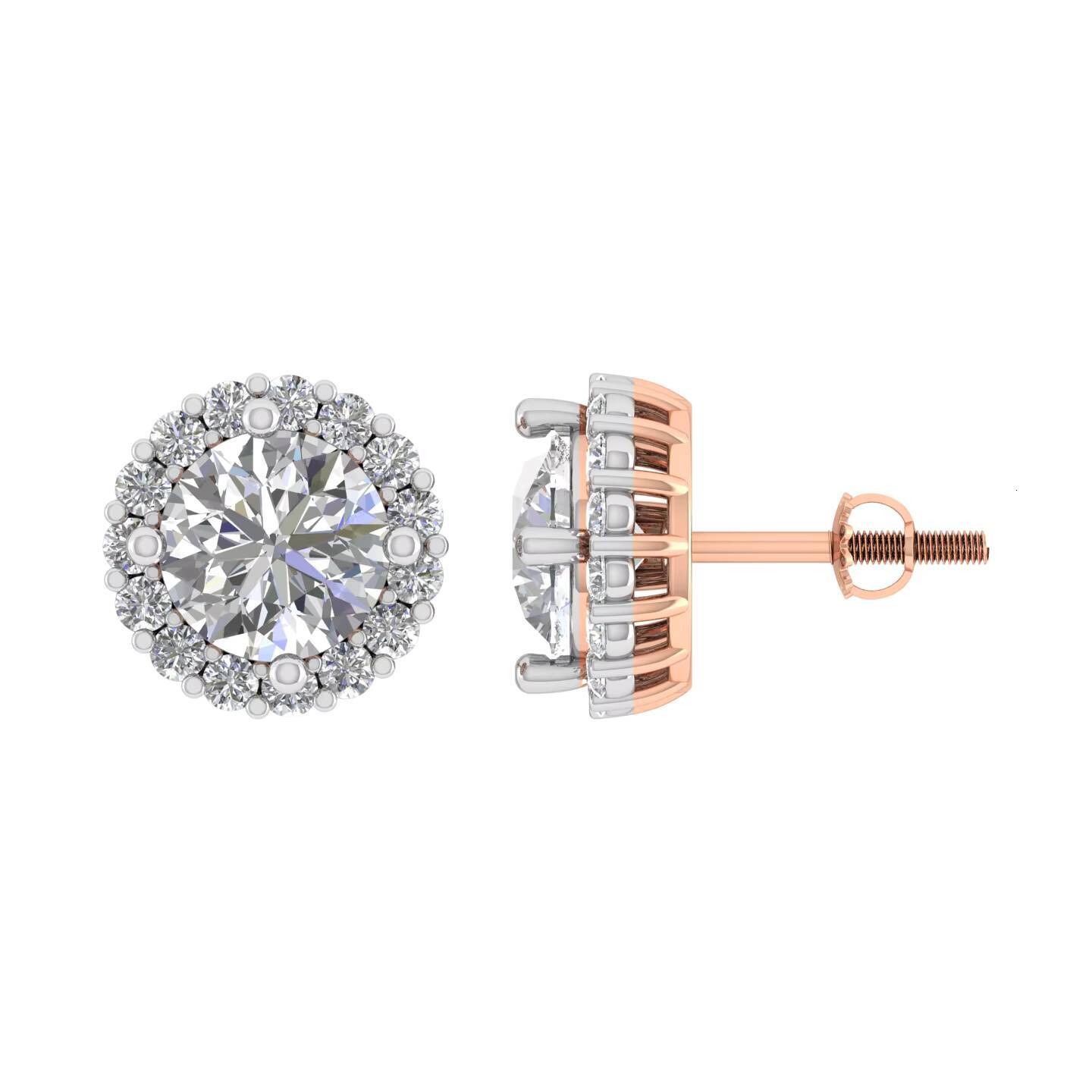 Classic VVS D Moissanite Solitaire Halo Stud Earrings 925 Sterling Silver Rhodium Plated 320ct 32 Stones Brilliant Cut Trendy