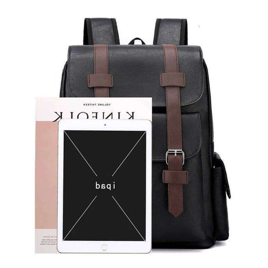 OLOEY 2025 Men Backpack PU Leather Bagpack Large Laptop Backpacks Male Mochilas Black Schoolbag For Teenagers Boys Brown Sac A Dos Premium Backpack