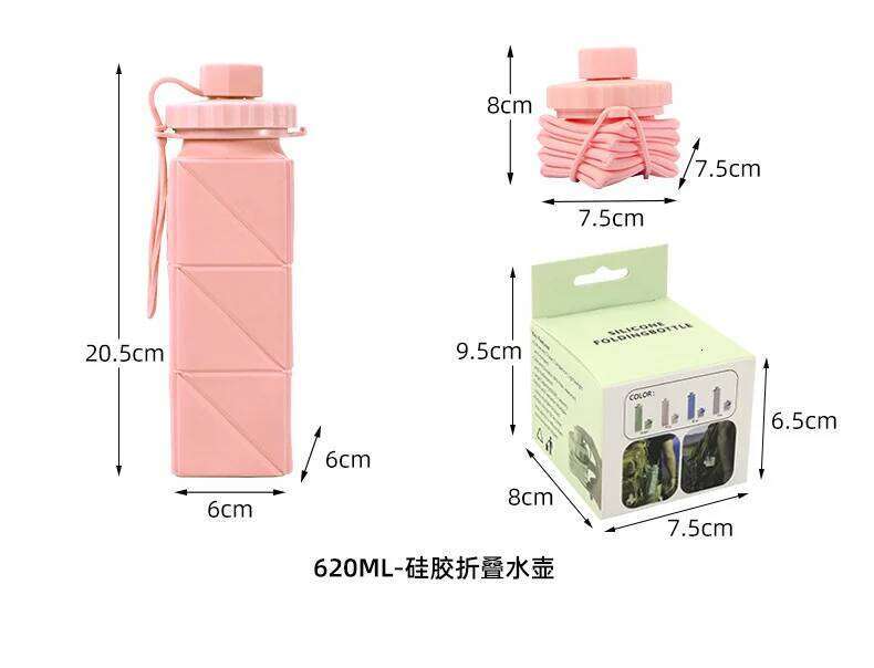 600ml 620ml Silicone Outdoor Travel Cycle Portable Expandable Large Capacity Fold Water Bottles 1s004 Z260313