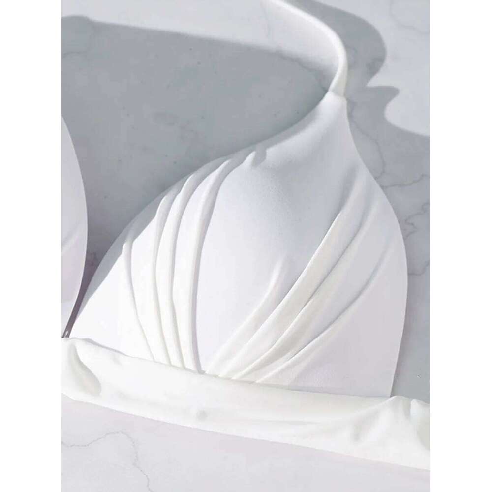 XS - XL Sexy 2025 Push Up Bra Cup Halter Bikini Female Swimsuit Women Swimwear Bather Bathing Suit Swim Solid Beach wear Top Y260303