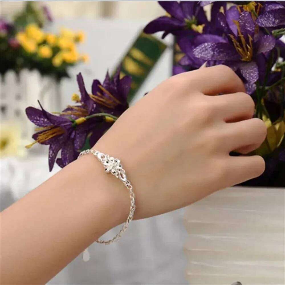 New beautiful flowers chain charms 925 Sterling silver Bracelet for woman fine fashion jewelry Wedding party lady gifts Z260313