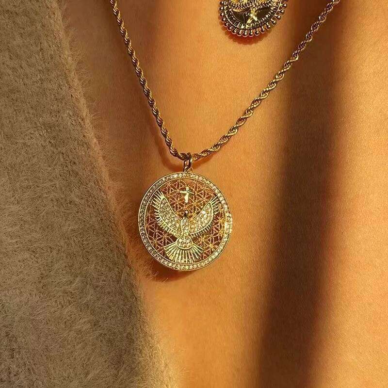 Brand New Gold Color Holy Spirit Pendant Ladies Men Casual Zircon Chain Necklace Religious Jewelry Gift H260312