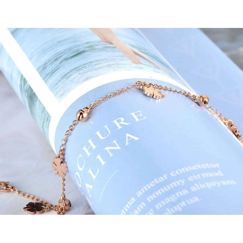 Lokaer Fashion Flowers And Bell Charm Anklet For Stainless Steel Rose Gold Color Women Jewelry Anklets Wholesale A19008 Z260313