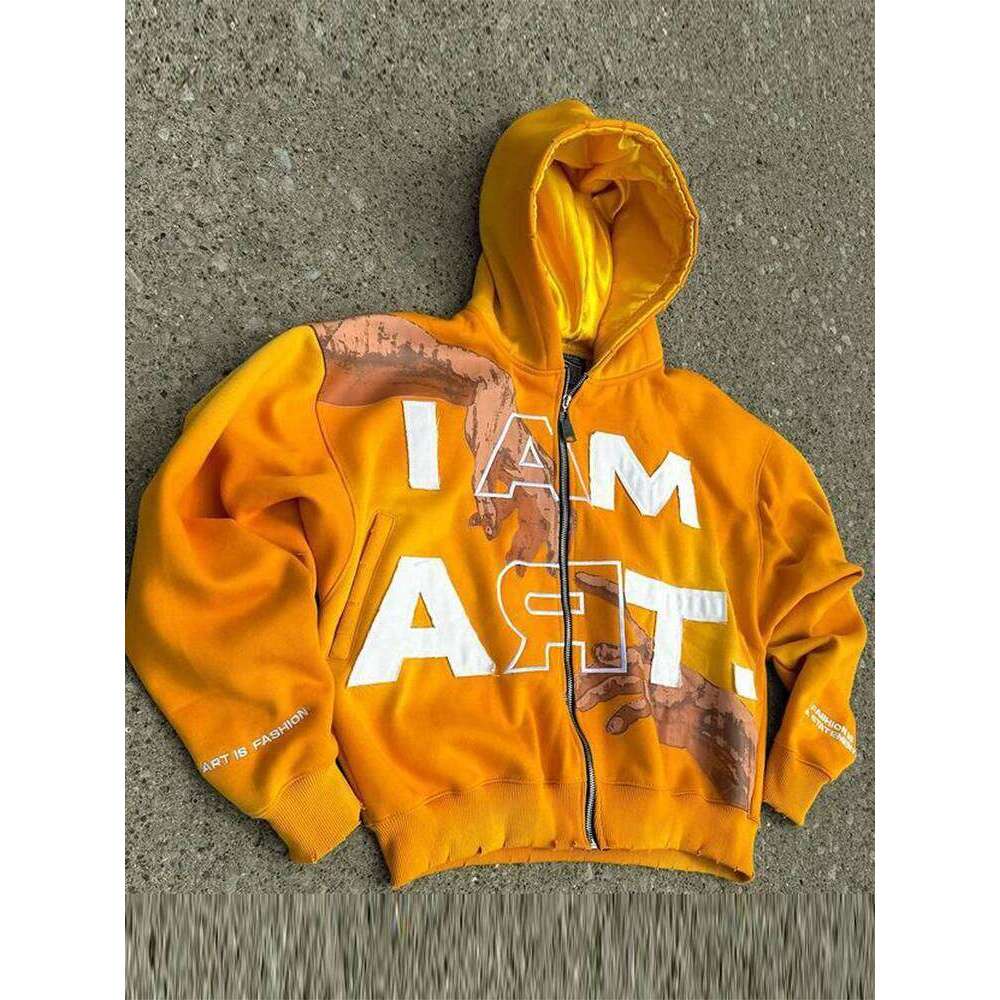 Trendy Baggy Hooded Cardigan Mens Y2K Pattern Print Loose Zip-up Hoodie Sweatshirt Men Spring Hip Hop Long Sleeve Hoodies Unisex Z260314