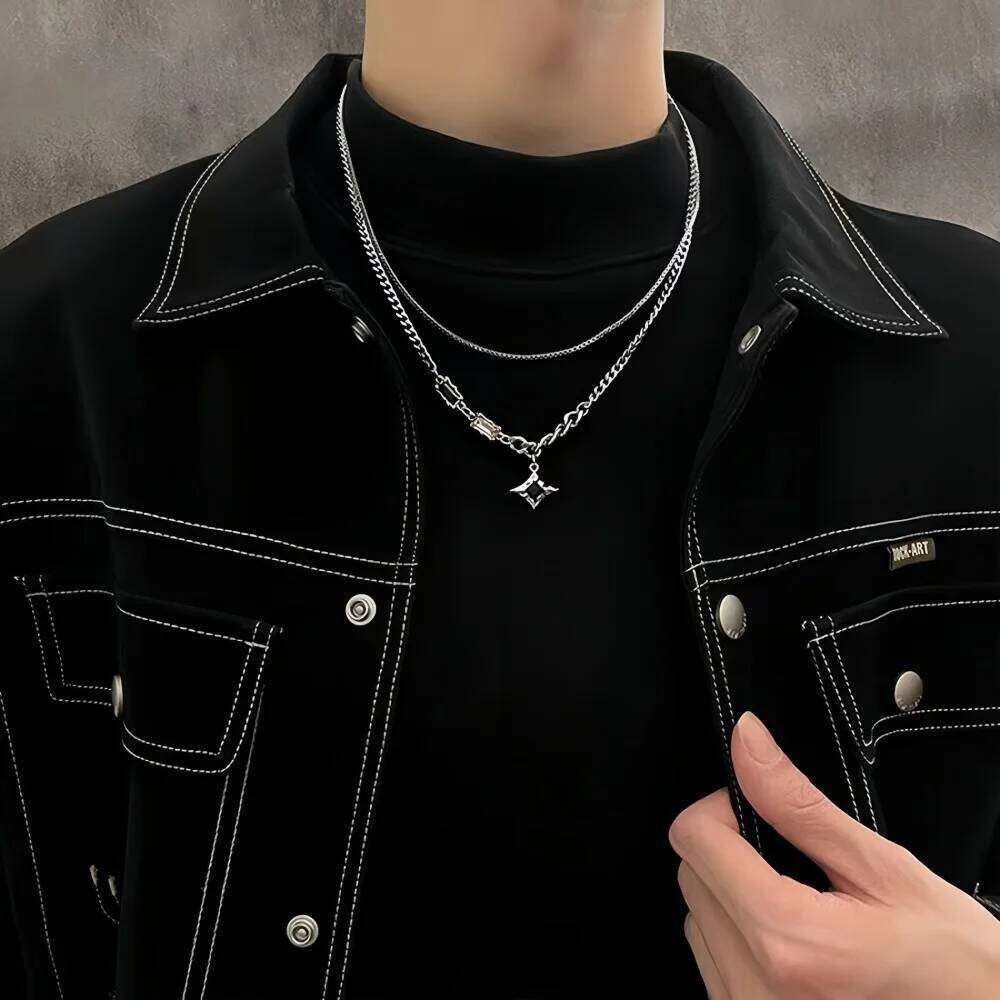 Simple Multilayer Clavicle Chain Men Retro Zircon Stars Pendant Necklace Fashion Design Women Jewelry H260312