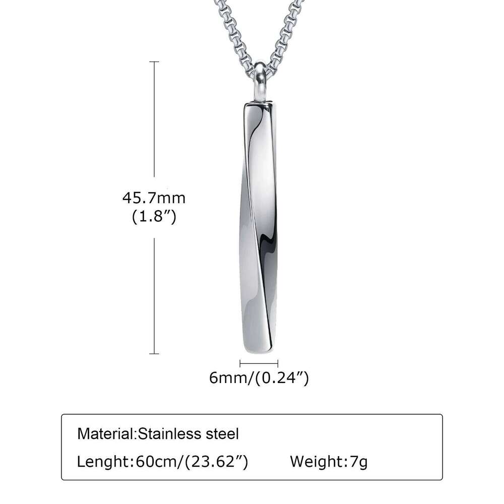 Ashes Urn Necklaces for Men,Waterproof Stainless Steel Mobius Vertical Bar Pendant Collar with Funnel,Memorial Keepsake Gift H260312