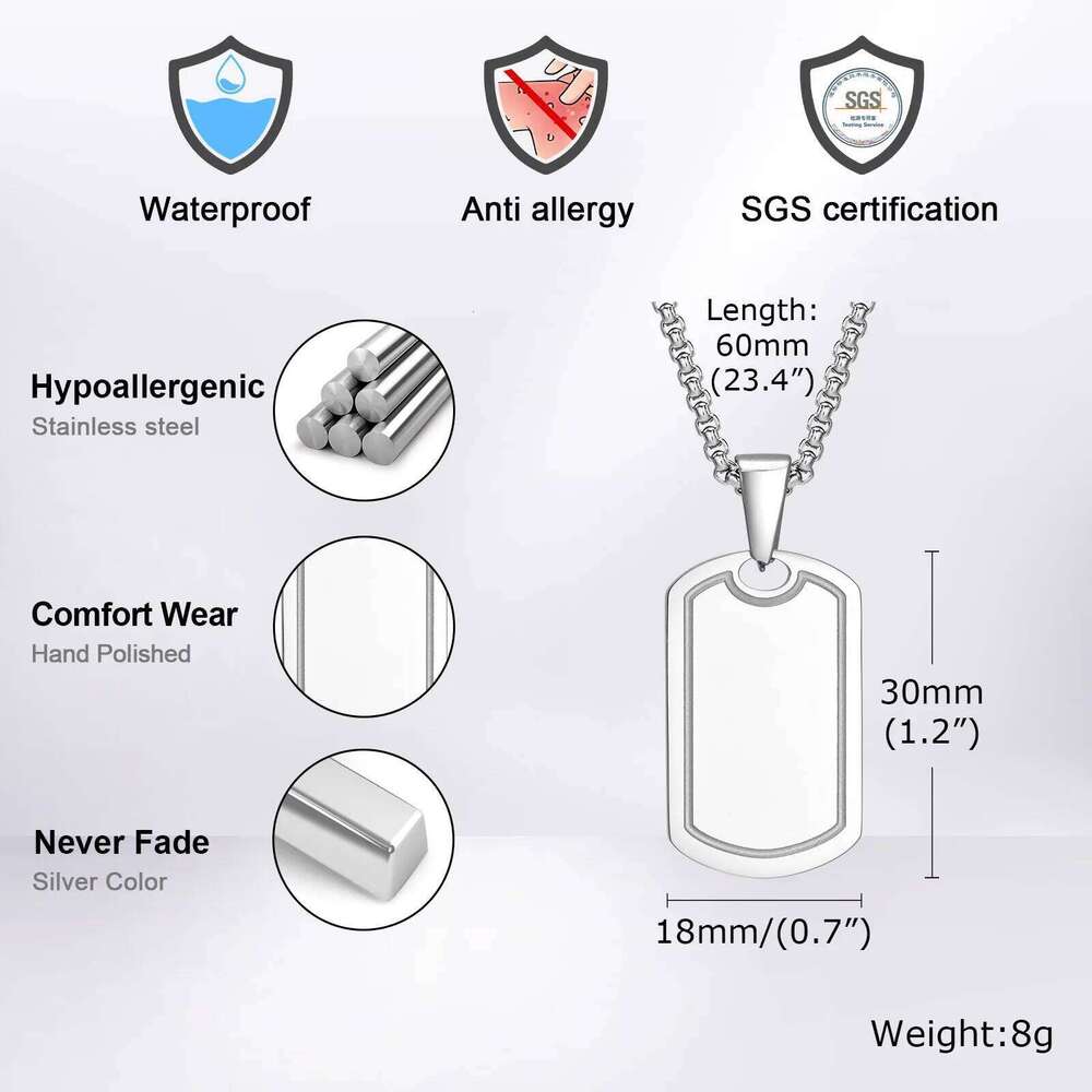 Punk Initial DogTag Necklace Men,A-Z 26 Letter Stainless Steel Pendant Necklaces,Old English Number Jewelry Gifts for BBF H260312