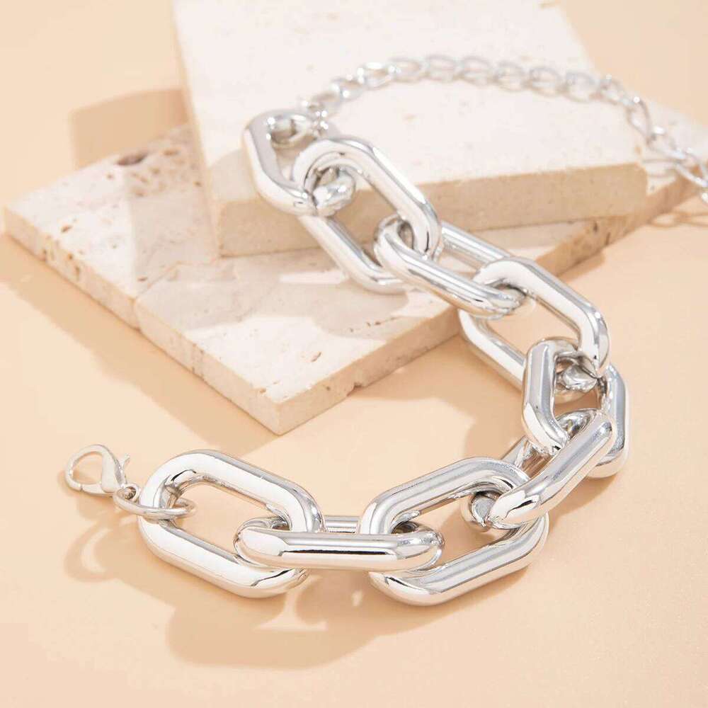 Exaggerated CCB Thick Chain Short Choker Necklace for Women Trendy Big Statement Collar on Neck Accessories 2024 Fashion Jewelry H260312