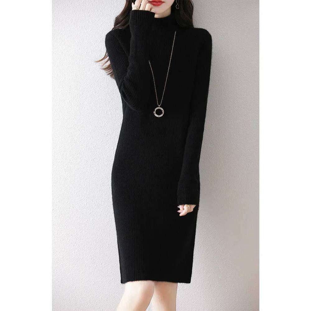 Women's Short Cashmere Turtleneck Pullover Sweater Autumn Winter 100% Merino Wool Knitwear Office Lady Basic Dress Z260313