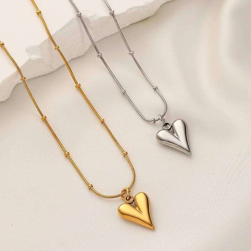 Ramos Temperament Heart Pendant Chain for Women Stainless Steel Stylish Choker Necklace Jewelry Party Gift H260312