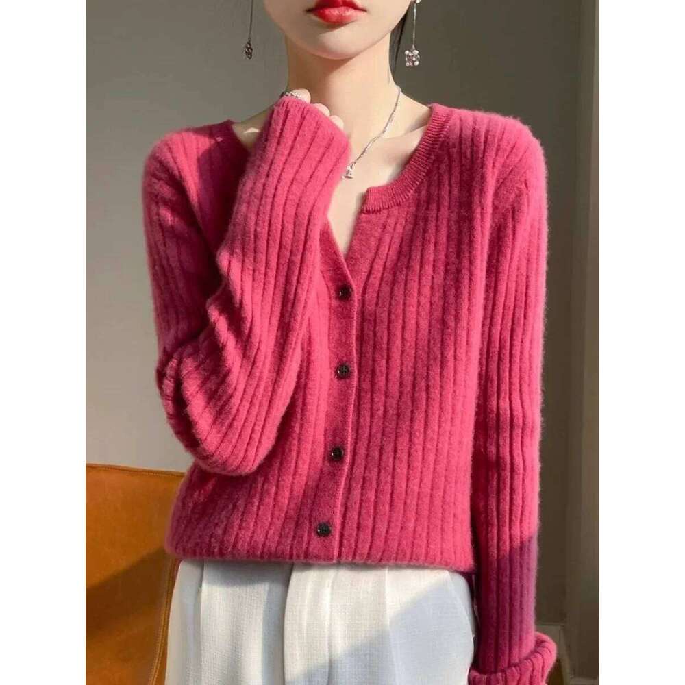 Autumn Winter 2025 Women Cardigans O-neck Solid Sweater Spring Long Sleeve Single Breasted Soft Knit Fashion Korean Warm Jumper Z260313