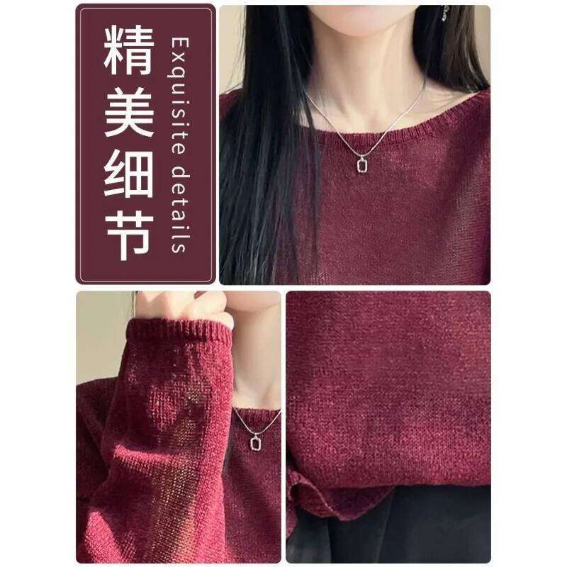 Solid Color Autumn and Winter Mid-length Loose Casual Versatile Long-sleeved Bottoming Knitted Sweater Women's Top Z260313