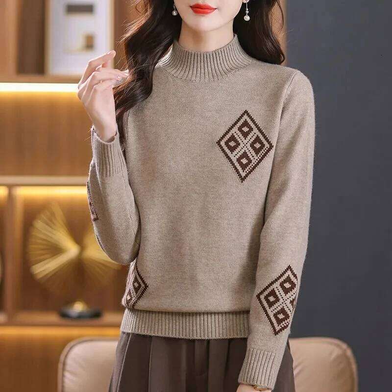 2024 Spring Autumn Winter Knitwear Women Sweaters Fashion Casual Warm Knit Cable Jumper Female Turtleneck Sweater Z260313