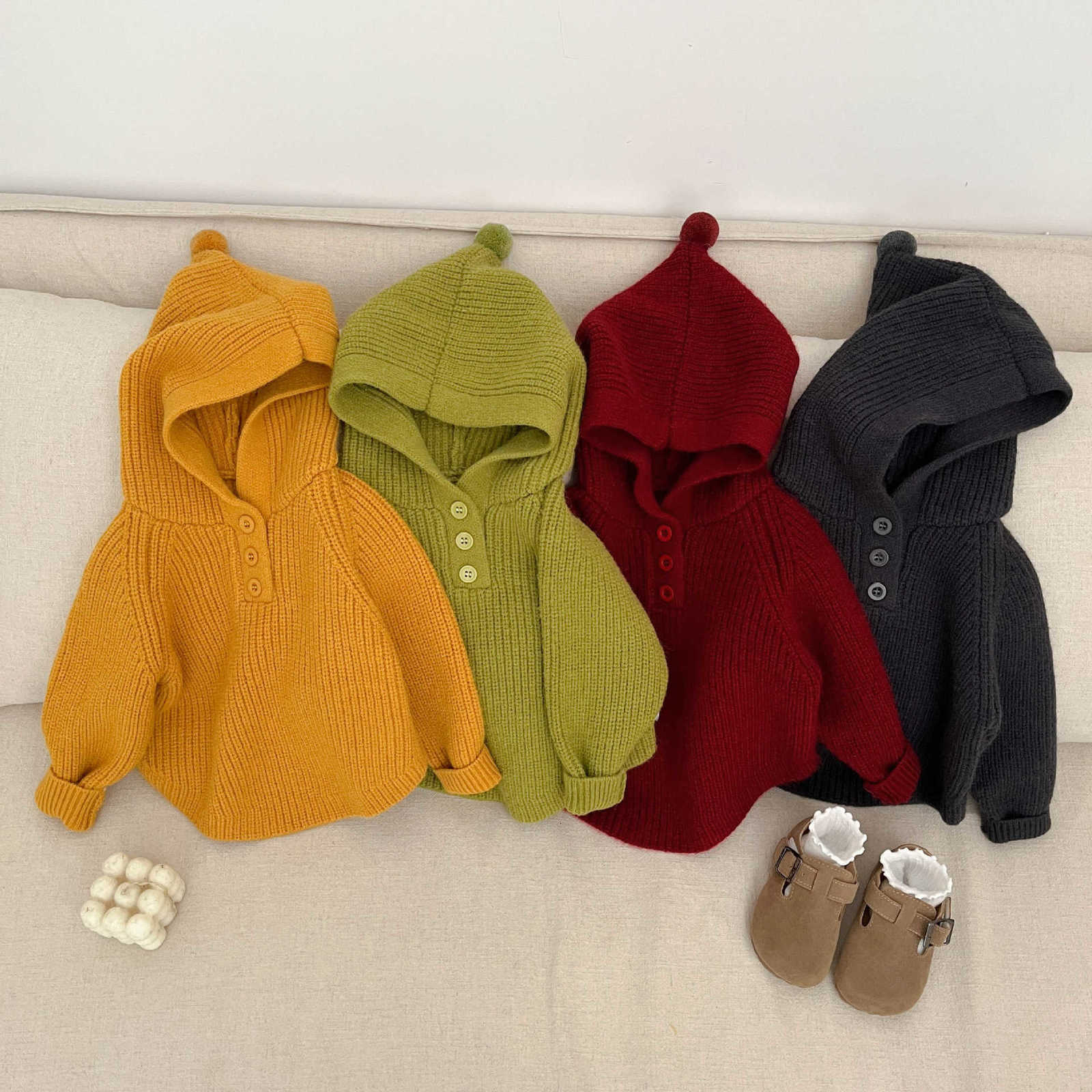 Women's Knits & Tees Korean children's clothing, thickened sweaters for spring and autumn new stylish hooded pullover knit tops for boys and