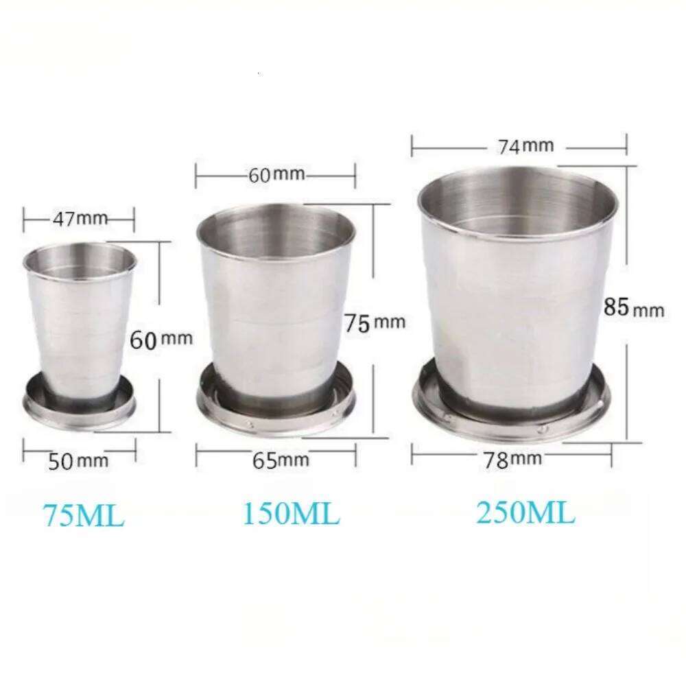 Summer Stainless Steel Telescopic Folding Portable Travel Wash Compressed Cup Lightweight Durable Design Kitchenware Z260313