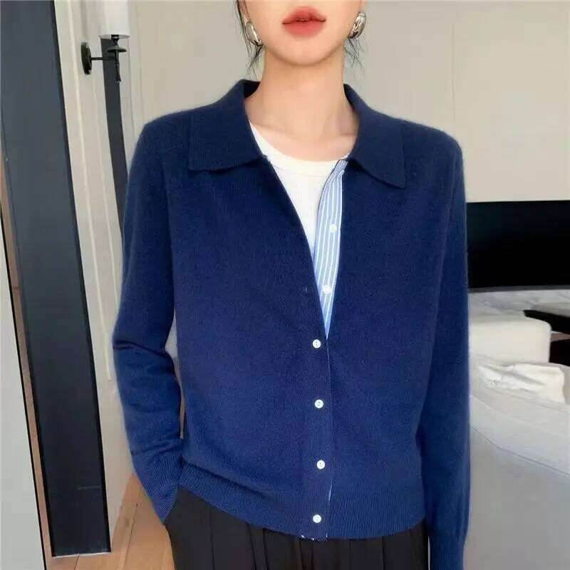 New Fashionable Button Sweater, Comfortable Lapel Cardigan For Autumn And Winter, Korean Long-Sleeved Women's Top-ZD3024 Z260314