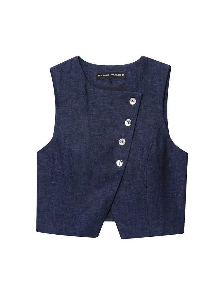 TFAFXY Womens Summer Office Lady Chic Suit Solid O-Neck Vest Straight Loose Button Pants Fashion Autumn Causal Set M260313