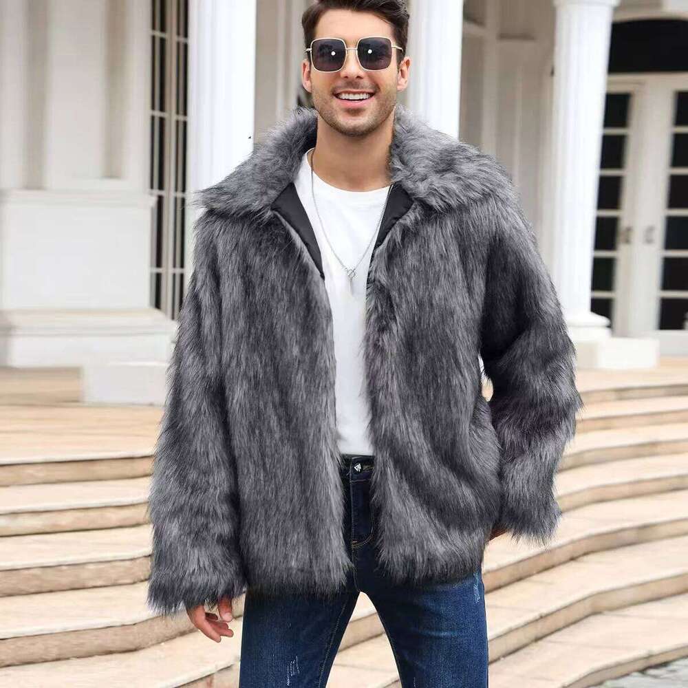 Autumn Winter New Fashion Trend Men Fur Solid Versatile Imitation Jacket Street Thick Warm Wool Coat Mens Loose Clothing Z260313