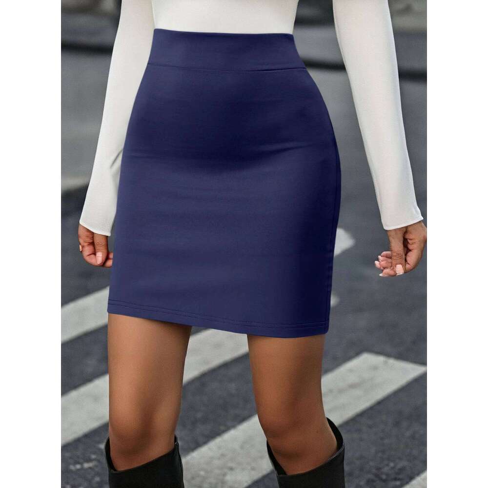 Women's Slim Fit Bodycon Mini Skirt - High Waist Elastic Waistband, Stretchy Comfortable Material, Versatile for Work, Party Z260314