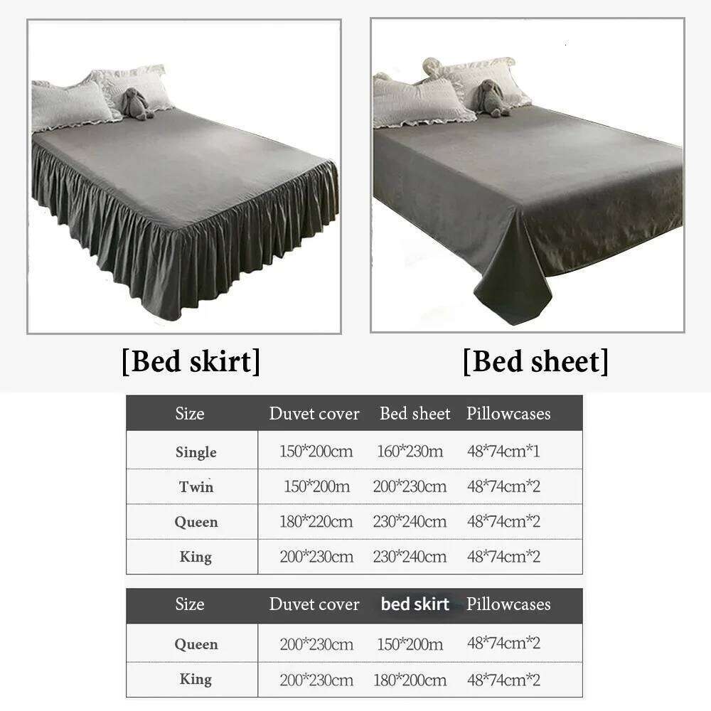 Pink Ruffled Seersucker Duvet Cover 3/4pcs Soft Lightweight Down Alternative Grey Bedding Set with Bed Skirt and Pillowcases H260312 - view 7